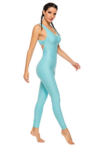 FITTOO Mallas Pantalones Deportivos Leggings Mujer Yoga de Alta Cintura Elásticos y Transpirables para Yoga Running Fitness con Gran Elásticos1370 Azul XL