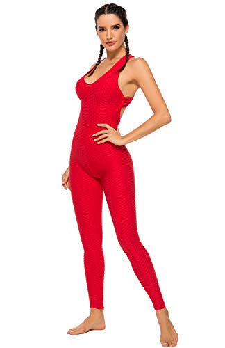 FITTOO Mallas Pantalones Deportivos Leggings Mujer Yoga de Alta Cintura Elásticos y Transpirables para Yoga Running Fitness con Gran Elásticos1370 Rojo M