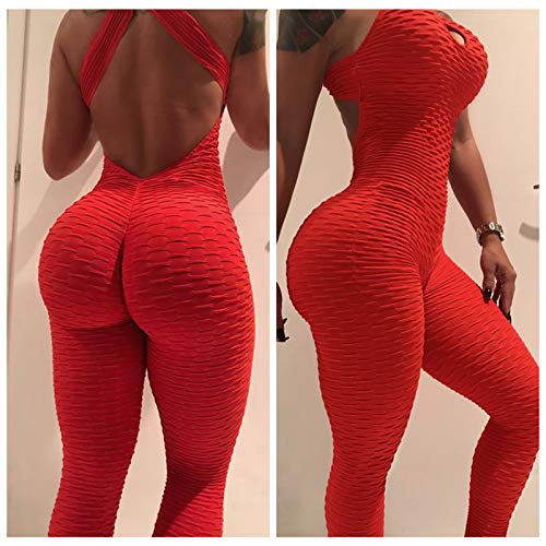 FITTOO Mallas Pantalones Deportivos Leggings Mujer Yoga de Alta Cintura Elásticos y Transpirables para Yoga Running Fitness con Gran Elásticos1370 Rojo M