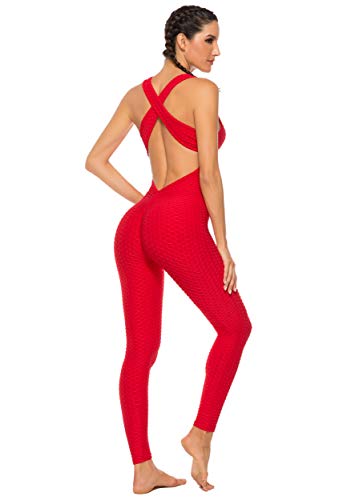 FITTOO Mallas Pantalones Deportivos Leggings Mujer Yoga de Alta Cintura Elásticos y Transpirables para Yoga Running Fitness con Gran Elásticos1370 Rojo M