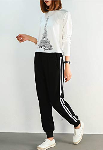 FITTOO Pantalon Chandal Mujer Largos Pantalones Deporte Yoga Fitness Jogger Pantalones Rayas Negro M FITTOO Pantalon Chandal Mujer Largos Pantalones Deporte Yoga Fitness Jogger Pantalones Rayas Negro M