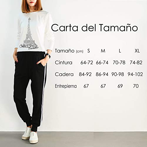 FITTOO Pantalon Chandal Mujer Largos Pantalones Deporte Yoga Fitness Jogger Pantalones Rayas Negro M FITTOO Pantalon Chandal Mujer Largos Pantalones Deporte Yoga Fitness Jogger Pantalones Rayas Negro M