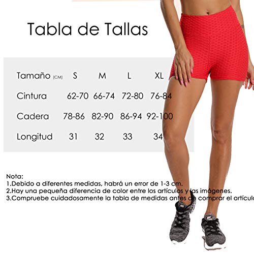 FITTOO Pantalones Cortos Leggings Mujer Mallas Yoga Alta Cintura Elásticos Push Up Suave