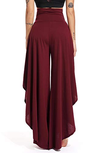 FITTOO Pantalones De Yoga Sueltos Cintura Alta Mujer Pantalones Largos Deportivos Suaves y Cómodos 740,Rojo,XL