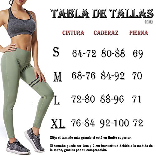 FITTOO Pantalones Deportivos Leggings Mujer Yoga de Alta Cintura Elásticos y Transpirables para Running Fitness Yoga con Gran Elásticos630 Verde M