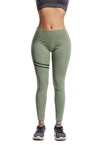 FITTOO Pantalones Deportivos Leggings Mujer Yoga de Alta Cintura Elásticos y Transpirables para Running Fitness Yoga con Gran Elásticos630 Verde M
