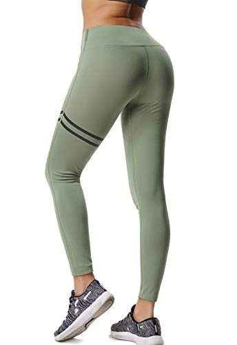 FITTOO Pantalones Deportivos Leggings Mujer Yoga de Alta Cintura Elásticos y Transpirables para Running Fitness Yoga con Gran Elásticos630 Verde M