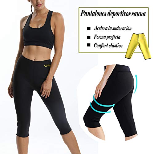 FITTOO Pantalones Sauna Reductora Adelgazante Deportivos Mujer Yoga de Alta Cintura para Fitness