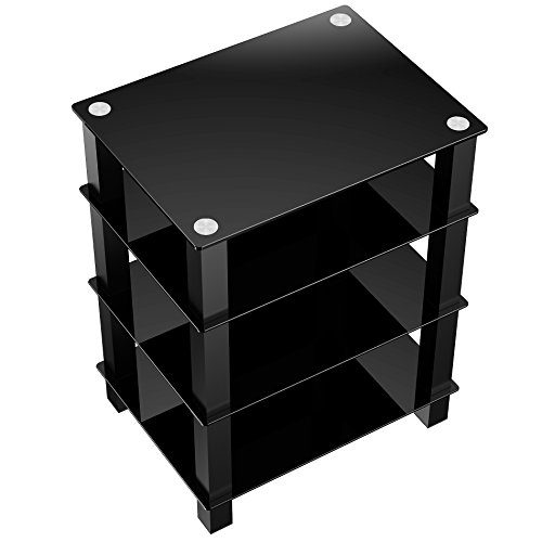 FITUEYES Mueble HiFi para Equipo de Música Mueble Auxiliar TV con 4 Estante de Vidrio Templado 60 x 45,5 x 77 cm FITUEYES Mueble HiFi para Equipo de Música Mueble Auxiliar TV con 4 Estante de Vidrio Templado 60 x 45,5 x 77 cm