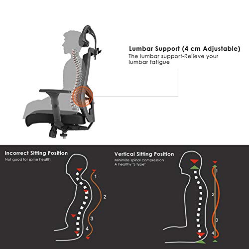 FIXKIT Silla Oficina Ergonómica Giratoria 360°, Silla de Escritorio de Malla con Altura, Reposabrazos y Apoyabrazos Ajustables, Transpirable, Carga Máx.150Kg - Negro/Grisáceo FIXKIT Silla Oficina Ergonómica Giratoria 360°, Silla de Escritorio de Malla con Altura, Reposabrazos y Apoyabrazos Ajustables, Transpirable, Carga Máx.150Kg - Negro/Grisáceo