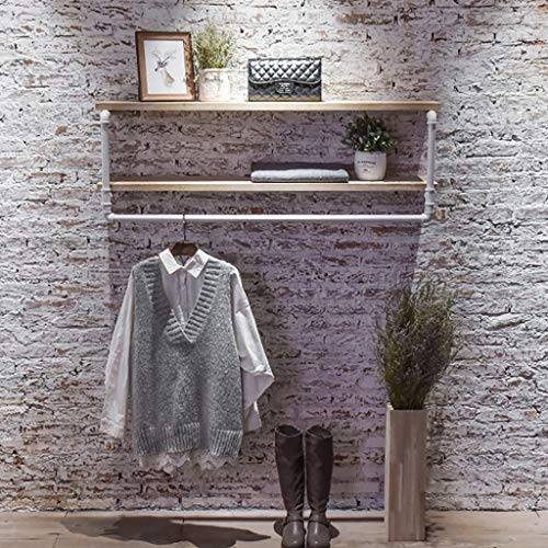 Fkdeyijia La Ropa de 2 Niveles flotantes Estante con Barra de Colgar la Ropa montado en la Pared Estante de exhibición del Estante de la Ropa for la Venta al por Menor, hogar Fkdeyijia La Ropa de 2 Niveles flotantes Estante con Barra de Colgar la Ropa montado en la Pared Estante de exhibición del Estante de la Ropa for la Venta al por Menor, hogar