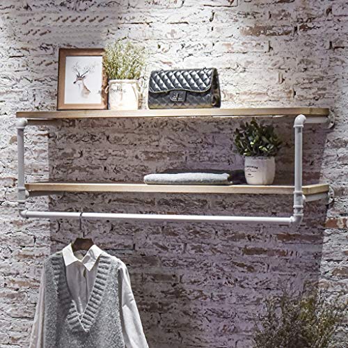 Fkdeyijia La Ropa de 2 Niveles flotantes Estante con Barra de Colgar la Ropa montado en la Pared Estante de exhibición del Estante de la Ropa for la Venta al por Menor, hogar Fkdeyijia La Ropa de 2 Niveles flotantes Estante con Barra de Colgar la Ropa montado en la Pared Estante de exhibición del Estante de la Ropa for la Venta al por Menor, hogar