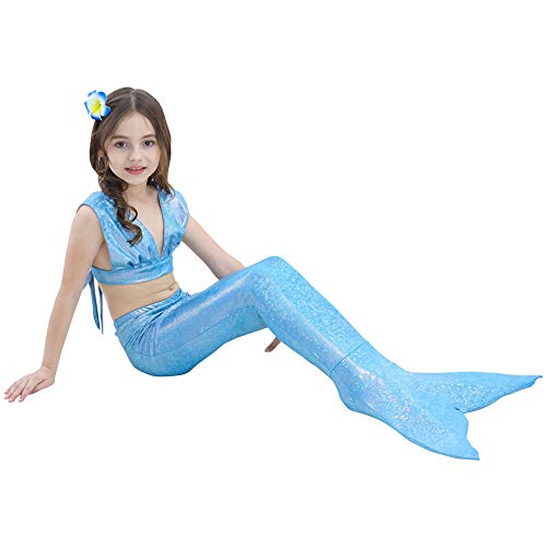 Flairstar Traje De Baño para Niñas con Cola De Sirena Y Cola De Sirena para Natación Colorido Traje De Baño De Princesa Y Bikini con Monofín