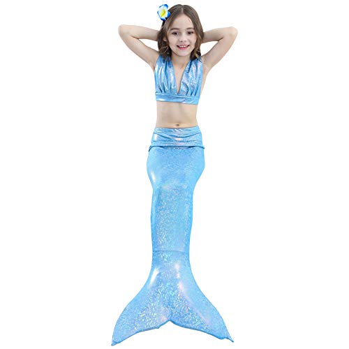 Flairstar Traje De Baño para Niñas con Cola De Sirena Y Cola De Sirena para Natación Colorido Traje De Baño De Princesa Y Bikini con Monofín