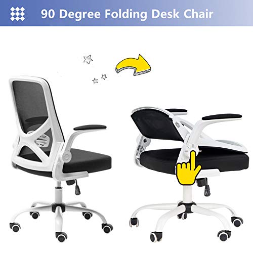 FLAMROSE Silla de Escritorio Ergonómica, Silla con Reposabrazos Ajustables, Silla Plegable de Malla, Silla de Ordenador (Blanco) FLAMROSE Silla de Escritorio Ergonómica, Silla con Reposabrazos Ajustables, Silla Plegable de Malla, Silla de Ordenador (Blanco)