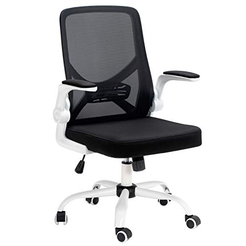 FLAMROSE Silla de Escritorio Ergonómica, Silla con Reposabrazos Ajustables, Silla Plegable de Malla, Silla de Ordenador (Blanco) FLAMROSE Silla de Escritorio Ergonómica, Silla con Reposabrazos Ajustables, Silla Plegable de Malla, Silla de Ordenador (Blanco)