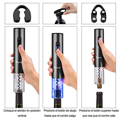 Flauno Sacacorchos Eléctrico Inalámbrico, Profesional Automatico Abrelatas de Vino, Abridor Botellas Recargable con Corta Cápsulas, Vertedor de Vino, Tapón de Vino Silicona de Vacío, Caja de Regalo Flauno Sacacorchos Eléctrico Inalámbrico, Profesional Automatico Abrelatas de Vino, Abridor Botellas Recargable con Corta Cápsulas, Vertedor de Vino, Tapón de Vino Silicona de Vacío, Caja de Regalo