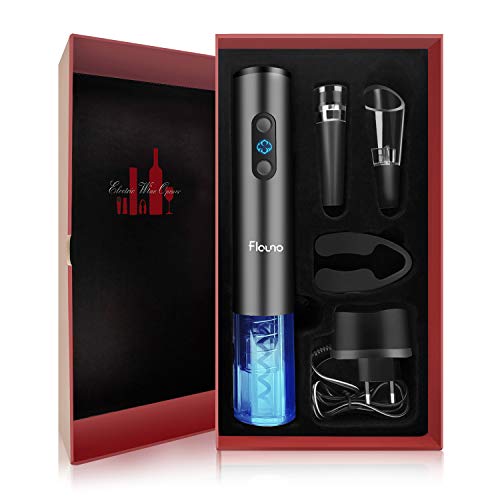 Flauno Sacacorchos Eléctrico Inalámbrico, Profesional Automatico Abrelatas de Vino, Abridor Botellas Recargable con Corta Cápsulas, Vertedor de Vino, Tapón de Vino Silicona de Vacío, Caja de Regalo Flauno Sacacorchos Eléctrico Inalámbrico, Profesional Automatico Abrelatas de Vino, Abridor Botellas Recargable con Corta Cápsulas, Vertedor de Vino, Tapón de Vino Silicona de Vacío, Caja de Regalo