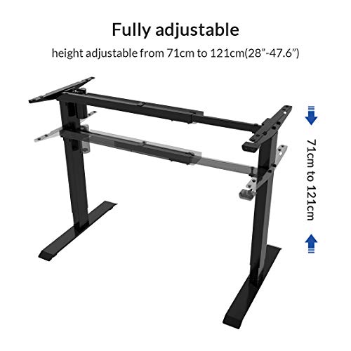 FLEXISPOT EC1B Escritorio eléctrico Ajustable en Altura, Mesa para Oficina en casa, Marco de 2 etapas con Motor único (Negro)