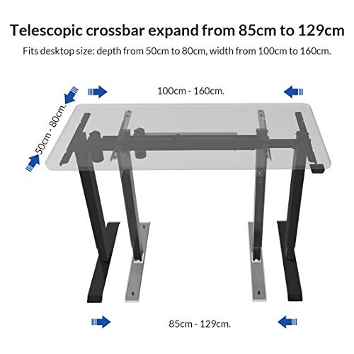 FLEXISPOT EC1B Escritorio eléctrico Ajustable en Altura, Mesa para Oficina en casa, Marco de 2 etapas con Motor único (Negro)