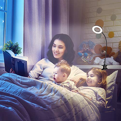 Flexo Led Escritorio, Infankey 24LED Luz Lectura con 3 Colores & 10 Niveles de Brillo, 360 Flexible, Protección para Los ojos, Flexo Pinza para Cama, Lectores Noche, E-Reader