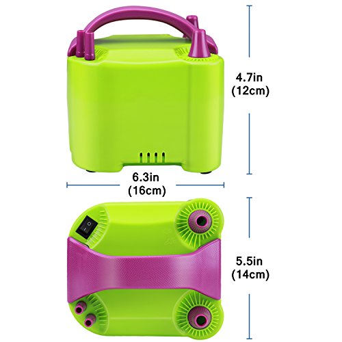 Flexzion Bomba eléctrica Globo de Aire - portátil de Doble Boquilla para inflar con Aire del Ventilador con Motor Incorporado Avanzada Alambre de Almacenamiento para los niños Fiesta de cumpleaños de