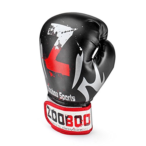 Flexzion Guantes de Boxeo de Entrenamiento para UFC, MMA, Muay Thai, Artes Marciales y Combate, Guantes Deportivos, Equipos de Ejercicio para Mujeres y Adolescentes, 10 oz (Negro)