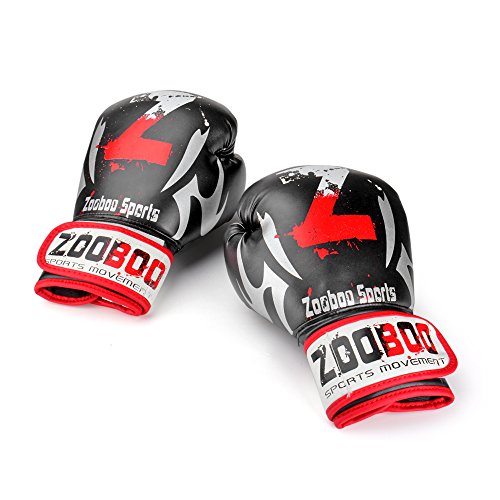 Flexzion Guantes de Boxeo de Entrenamiento para UFC, MMA, Muay Thai, Artes Marciales y Combate, Guantes Deportivos, Equipos de Ejercicio para Mujeres y Adolescentes, 10 oz (Negro)