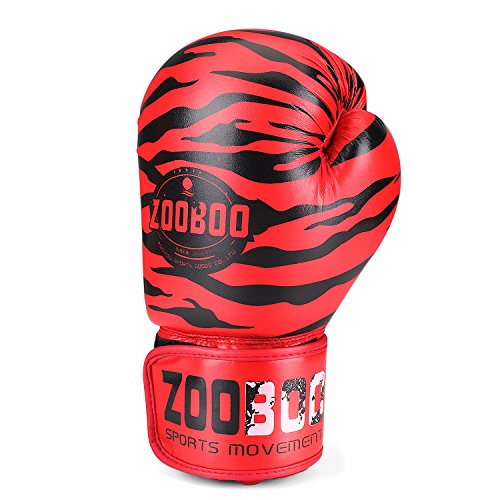 Flexzion Guantes de Boxeo de Entrenamiento para UFC, MMA, Muay Thai, Artes Marciales y Combate, Guantes Deportivos, Equipos de Ejercicio para Mujeres y Adolescentes, 10 oz (Tigre)