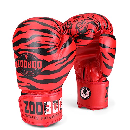 Flexzion Guantes de Boxeo de Entrenamiento para UFC, MMA, Muay Thai, Artes Marciales y Combate, Guantes Deportivos, Equipos de Ejercicio para Mujeres y Adolescentes, 10 oz (Tigre)