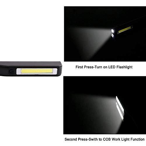 flintronic 2PCS Linterna de Trabajo, Lámpara 3W LED COB Recargable Luz Intermitente SOS Lámpara de Inspección con Clip Magnético, Incluye Baterías y un Cable Micro USB-Clase de eficiencia energética A