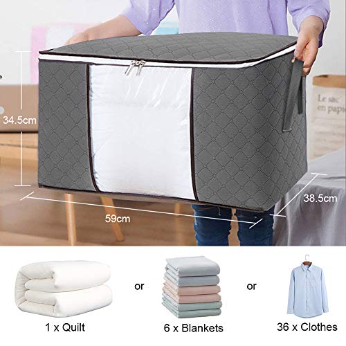 flintronic 4PCS Bolsa de Almacenamiento de Ropa de Gran Capacidad 84L (60x40x35 cm), Organizador de Transpirable con Cremallera a Prueba de Moho y Humedad para Ropa de Cama, Edredones, Mantas flintronic 4PCS Bolsa de Almacenamiento de Ropa de Gran Capacidad 84L (60x40x35 cm), Organizador de Transpirable con Cremallera a Prueba de Moho y Humedad para Ropa de Cama, Edredones, Mantas