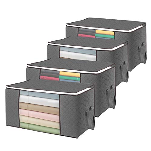 flintronic 4PCS Bolsa de Almacenamiento de Ropa de Gran Capacidad 84L (60x40x35 cm), Organizador de Transpirable con Cremallera a Prueba de Moho y Humedad para Ropa de Cama, Edredones, Mantas flintronic 4PCS Bolsa de Almacenamiento de Ropa de Gran Capacidad 84L (60x40x35 cm), Organizador de Transpirable con Cremallera a Prueba de Moho y Humedad para Ropa de Cama, Edredones, Mantas