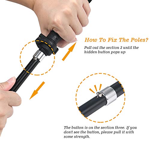 flintronic Bastones de Senderismo Plegables 2Pcs, Bastones Trekking Ultraligero de Aleación de Aluminio 7075 y EVA, Bastón de Trekking Ajustable 115cm~135cm, para Senderismo Alpinismo Trail Viaje