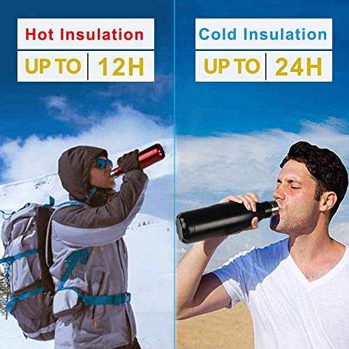 flintronic Botella Termica, 500ML Botella de Agua de Acero Inoxidable, Aislamiento de Vacío de Doble Pared, Botellas de Frío/Caliente Sin BPA & Eco Friendly, con 1 Portavasos y 1 Cepillo flintronic Botella Termica, 500ML Botella de Agua de Acero Inoxidable, Aislamiento de Vacío de Doble Pared, Botellas de Frío/Caliente Sin BPA & Eco Friendly, con 1 Portavasos y 1 Cepillo