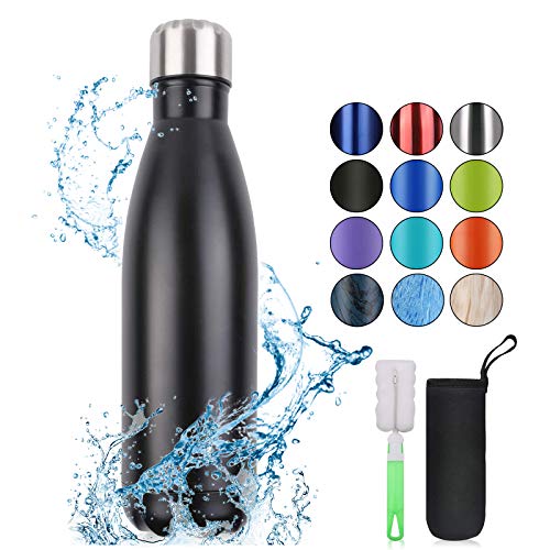 flintronic Botella Termica, 500ML Botella de Agua de Acero Inoxidable, Aislamiento de Vacío de Doble Pared, Botellas de Frío/Caliente Sin BPA & Eco Friendly, con 1 Portavasos y 1 Cepillo flintronic Botella Termica, 500ML Botella de Agua de Acero Inoxidable, Aislamiento de Vacío de Doble Pared, Botellas de Frío/Caliente Sin BPA & Eco Friendly, con 1 Portavasos y 1 Cepillo