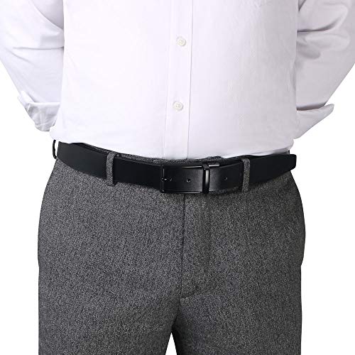 flintronic Cinturón Cuero Hombre, 125cm Cinturón con Reversible Correa de Hebilla de Pin Para Jeans, Trajes, Ropa Informal y Formal, Negro y Marrón(con llavero y caja de regalo)