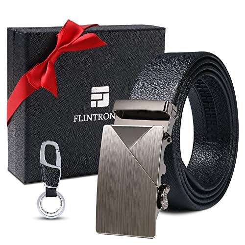 flintronic Cinturón Cuero Hombre, Cinturones Piel con Hebilla Automática, Sencillo y Clásico Perfecto Regalo