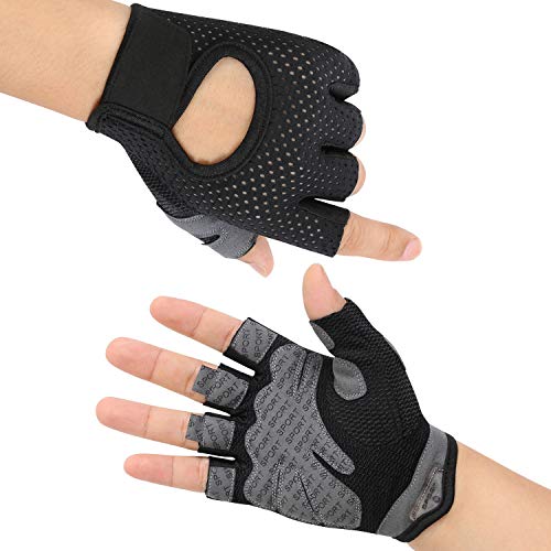 flintronic Guantes de Fitness, 1 Par Guantes Gimnasio de Medio Dedo, para Entrenamiento Cruzado, Levantamiento de Pesas, Fitness, Kettlebells, Guantes de Entrenamiento Hombres Mujeres - L