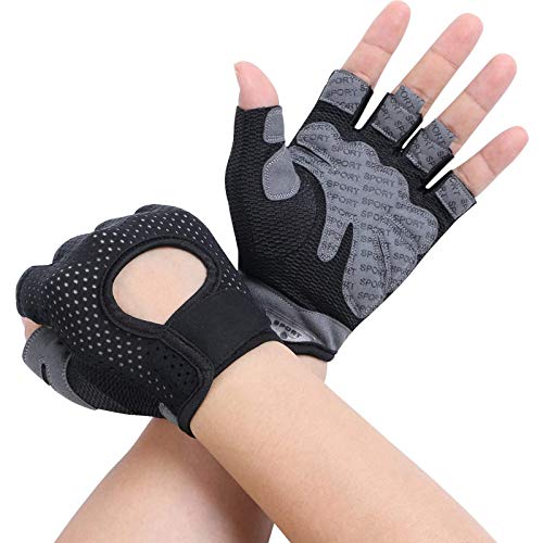 flintronic Guantes de Fitness, 1 Par Guantes Gimnasio de Medio Dedo, para Entrenamiento Cruzado, Levantamiento de Pesas, Fitness, Kettlebells, Guantes de Entrenamiento Hombres Mujeres - L