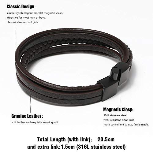 flintronic® Pulsera Hombre, Cuero Brazalete Trenzado Cruzada, Pulsera Cuero Trenzado Hombre, Acero Pulsera Trenzada con Cierre Magnética Inoxidable - Negro flintronic® Pulsera Hombre, Cuero Brazalete Trenzado Cruzada, Pulsera Cuero Trenzado Hombre, Acero Pulsera Trenzada con Cierre Magnética Inoxidable - Negro