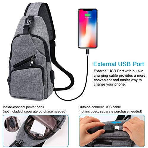 flintronic Sling Bag, Bolsa de Pecho con Puerto de Carga USB, Puerto Crossbody para Hombres Mujeres Senderismo Ligero Ciclismo Mochila de Viaje para Acampar (Incluye 1 Cable USB) flintronic Sling Bag, Bolsa de Pecho con Puerto de Carga USB, Puerto Crossbody para Hombres Mujeres Senderismo Ligero Ciclismo Mochila de Viaje para Acampar (Incluye 1 Cable USB)