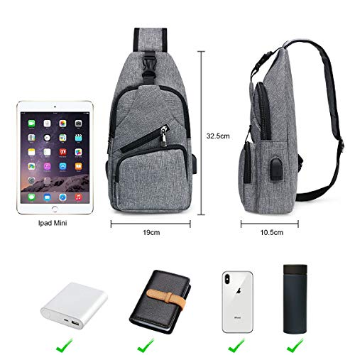 flintronic Sling Bag, Bolsa de Pecho con Puerto de Carga USB, Puerto Crossbody para Hombres Mujeres Senderismo Ligero Ciclismo Mochila de Viaje para Acampar (Incluye 1 Cable USB) flintronic Sling Bag, Bolsa de Pecho con Puerto de Carga USB, Puerto Crossbody para Hombres Mujeres Senderismo Ligero Ciclismo Mochila de Viaje para Acampar (Incluye 1 Cable USB)