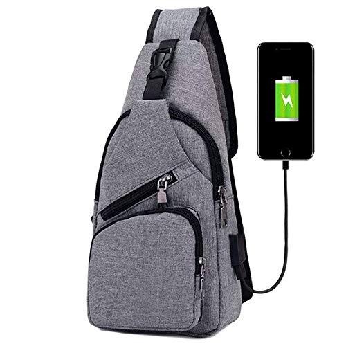 flintronic Sling Bag, Bolsa de Pecho con Puerto de Carga USB, Puerto Crossbody para Hombres Mujeres Senderismo Ligero Ciclismo Mochila de Viaje para Acampar (Incluye 1 Cable USB) flintronic Sling Bag, Bolsa de Pecho con Puerto de Carga USB, Puerto Crossbody para Hombres Mujeres Senderismo Ligero Ciclismo Mochila de Viaje para Acampar (Incluye 1 Cable USB)