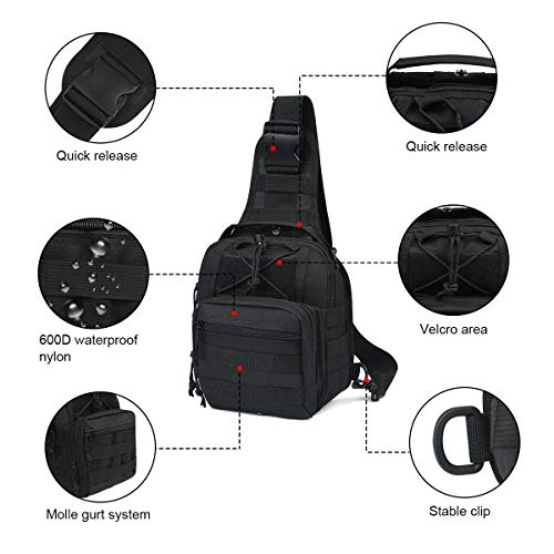 flintronic Sling Bag, Bolso Cinturón Táctica Militar Compacta 600D Nylon para Herramientas Pequeñas de Multiusos Teléfono Móvil al Aire Libre Deportes Senderismo y Camping, con 1 Mosquetón flintronic Sling Bag, Bolso Cinturón Táctica Militar Compacta 600D Nylon para Herramientas Pequeñas de Multiusos Teléfono Móvil al Aire Libre Deportes Senderismo y Camping, con 1 Mosquetón