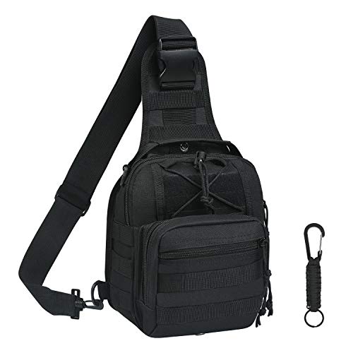 flintronic Sling Bag, Bolso Cinturón Táctica Militar Compacta 600D Nylon para Herramientas Pequeñas de Multiusos Teléfono Móvil al Aire Libre Deportes Senderismo y Camping, con 1 Mosquetón flintronic Sling Bag, Bolso Cinturón Táctica Militar Compacta 600D Nylon para Herramientas Pequeñas de Multiusos Teléfono Móvil al Aire Libre Deportes Senderismo y Camping, con 1 Mosquetón