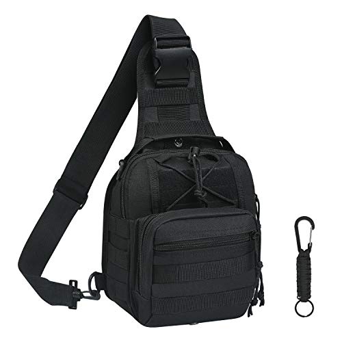 flintronic Sling Bag, Bolso Cinturón Táctica Militar Compacta 600D Nylon para Herramientas Pequeñas de Multiusos Teléfono Móvil al Aire Libre Deportes Senderismo y Camping, con 1 Mosquetón