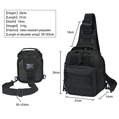 flintronic Sling Bag, Bolso Cinturón Táctica Militar Compacta 600D Nylon para Herramientas Pequeñas de Multiusos Teléfono Móvil al Aire Libre Deportes Senderismo y Camping, con 1 Mosquetón flintronic Sling Bag, Bolso Cinturón Táctica Militar Compacta 600D Nylon para Herramientas Pequeñas de Multiusos Teléfono Móvil al Aire Libre Deportes Senderismo y Camping, con 1 Mosquetón
