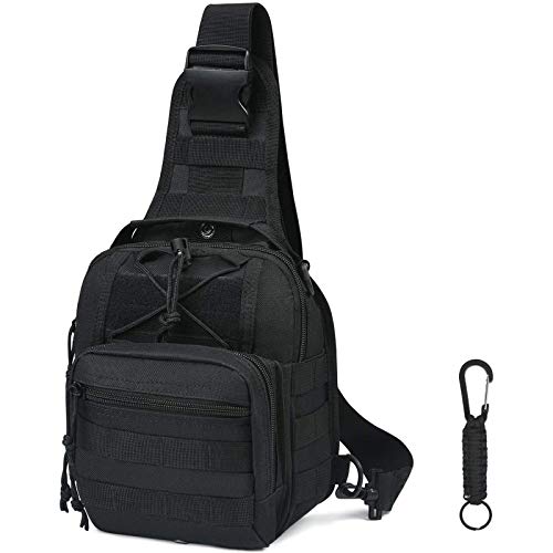 flintronic Sling Bag, Bolso Cinturón Táctica Militar Compacta 600D Nylon para Herramientas Pequeñas de Multiusos Teléfono Móvil al Aire Libre Deportes Senderismo y Camping, con 1 Mosquetón flintronic Sling Bag, Bolso Cinturón Táctica Militar Compacta 600D Nylon para Herramientas Pequeñas de Multiusos Teléfono Móvil al Aire Libre Deportes Senderismo y Camping, con 1 Mosquetón