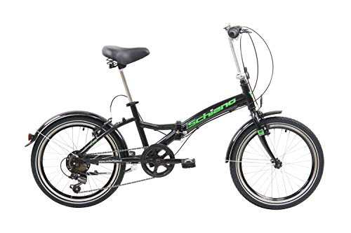 F.lli Schiano Pure Bicicleta Plegable, Unisex-Adult, Negro-Verde, 20''